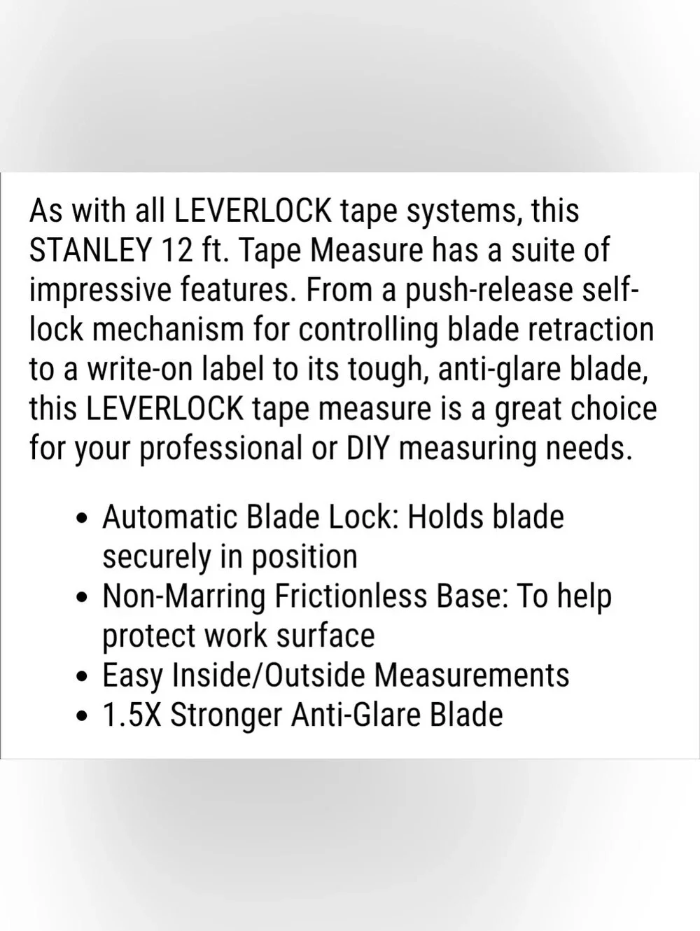 Stanley LeverLock 12 ft. L X 0.5 in. W Compact Tape Measure 1 pk - Picture 10 of 12